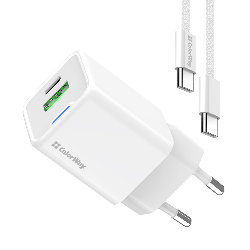 Зарядний пристрій мережевий USB/Type-C + кабель Type-C 35W GaN Mini ColorWay Житомир