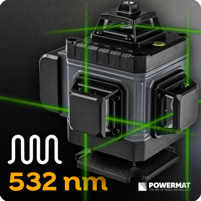 16-лінійний лазерний рівень 4D 360° Powermat 40м PM1492 (Польща) Київ - фото 3