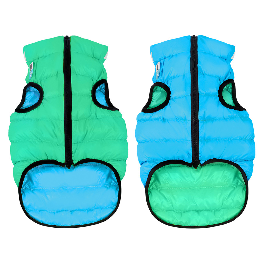 Курточка для собак AiryVest Lumi двостороння, світиться в темряві, розмір S 40, салатово-голуба Коломыя - изображение 1