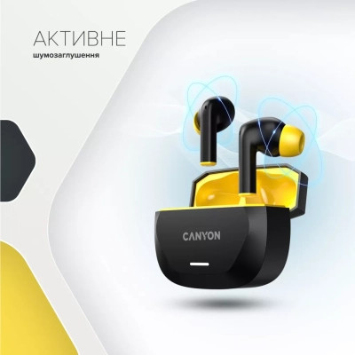 Навушники Canyon Hexagon 7 TWS ANC+ENC Wireless Charge Black/Yellow (CNS-TWS7BY) Вінниця - фото 6