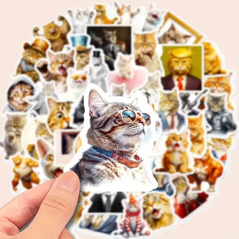 Веселі котячі вінілові стікери 50 шт — багатобарвні наклейки для ноутбуків і щоденного декору Київ - фото 4