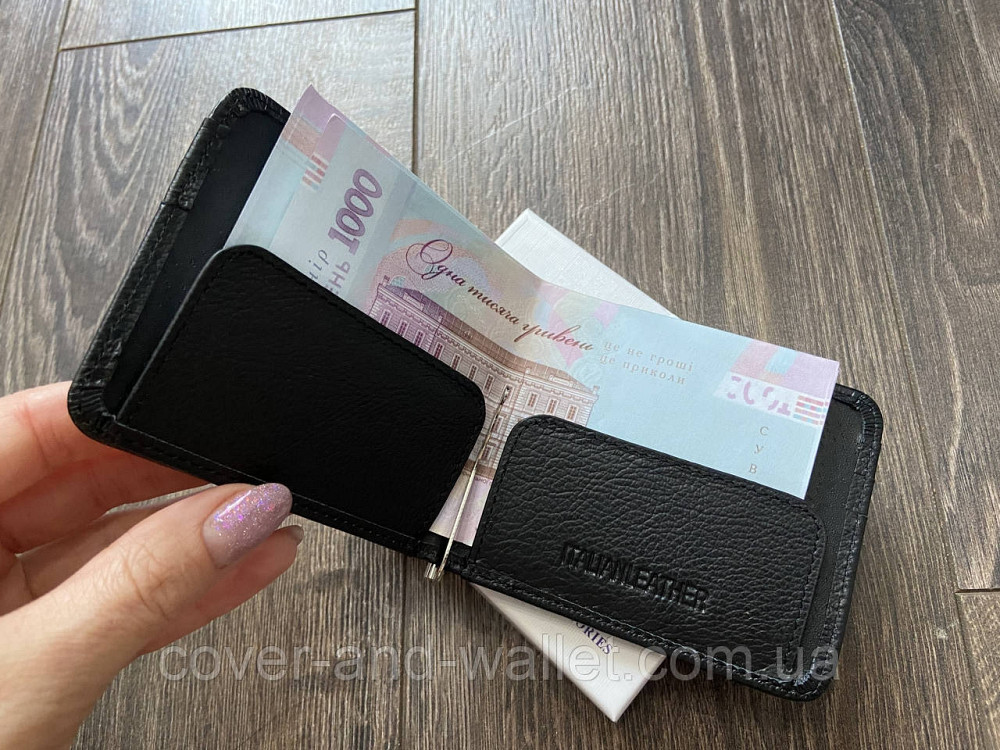 Шкіряний затиск для грошей без застібки на багато карток ST Leather Київ - фото 2