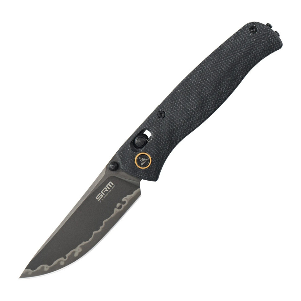 Ніж складаний туристичний SRM Medal 255L-MB3 (8.2 см) 140Cr / Micarta чорний Київ - фото 1
