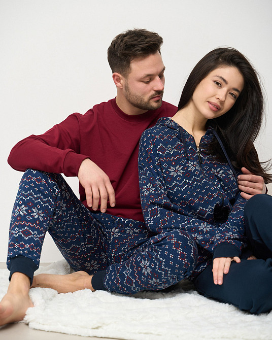 Чоловіча тепла піжама — Байка — штани в орнамент — Family look для пари Tom John 93430 XXL Київ - фото 6