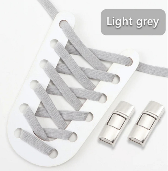 Еластичні шнурки без зав'язок з металевими застібками Сірий Смела - изображение 1