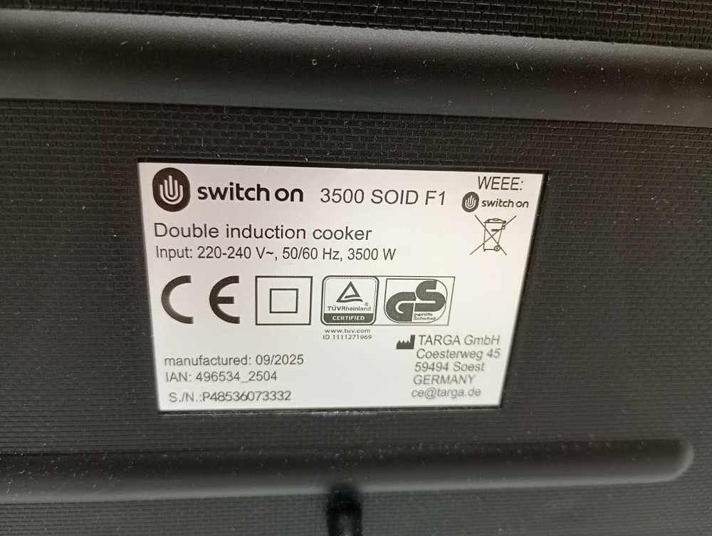 Індукційна плита Switch On 3500 SOID F1 (А клас - товар з вітрини) Луцьк - фото 5
