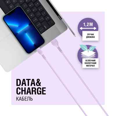 Дата кабель USB 2.0 AM to Type-C 1.2m AL-CBCOLOR-T1BK Purple ACCLAB (1283126518270) Винница