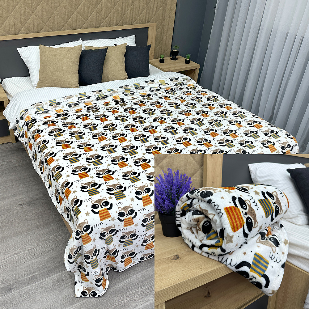 Плед-покривало Decorator WellSoft RACCOON 200х205 см з принтом "Єноти" (87-193) Київ - фото 1