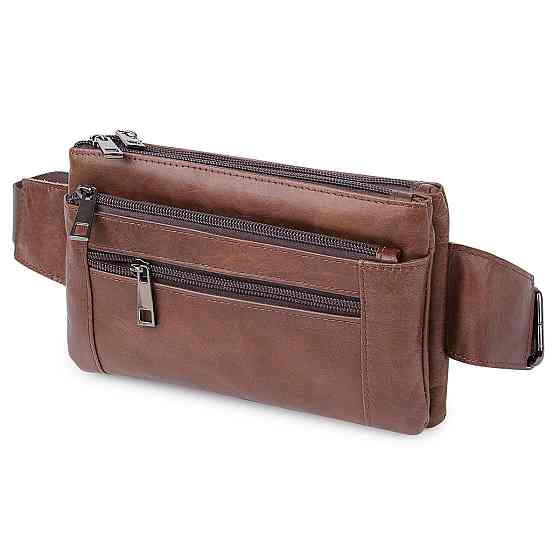 Кожаная сумка на пояс унисекс Коричневый (Vintage) Киев