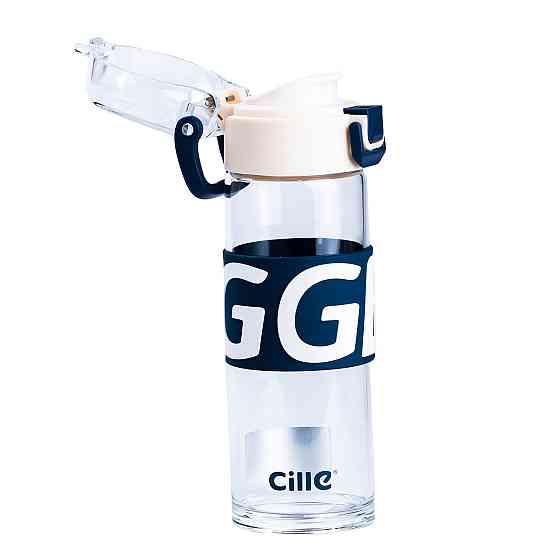 Стеклянная бутылка для воды 460 мл с крышкой, белая Киев