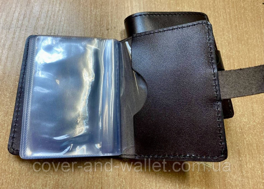 Коричнева візитниця ручної роботи на кнопці Grande Pelle Київ - фото 8