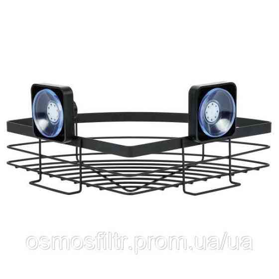 Полиця кутова Axentia чорна на присосках 22х11.5х22 см метал з порошковим покриттям (135970) Київ