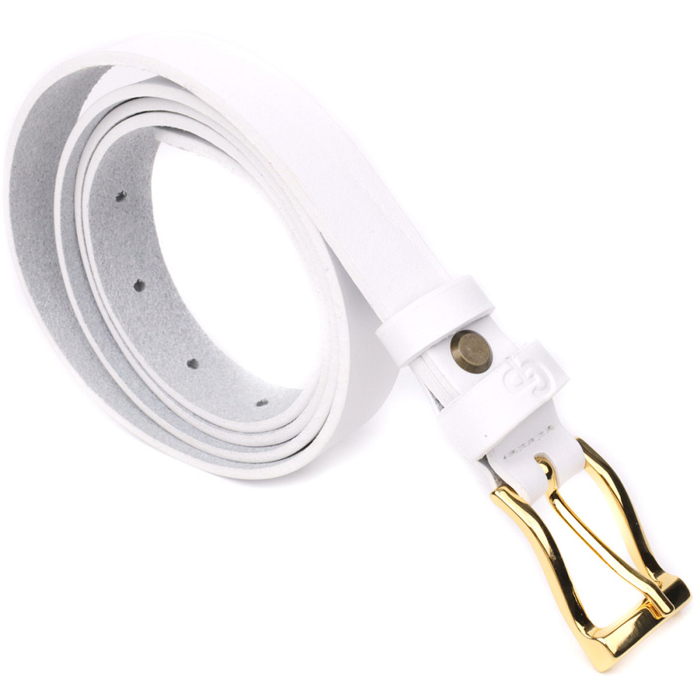 Стильный тонкий кожаный ремень для женщин GRANDE PELLE 22948 Белый Киев - изображение 5