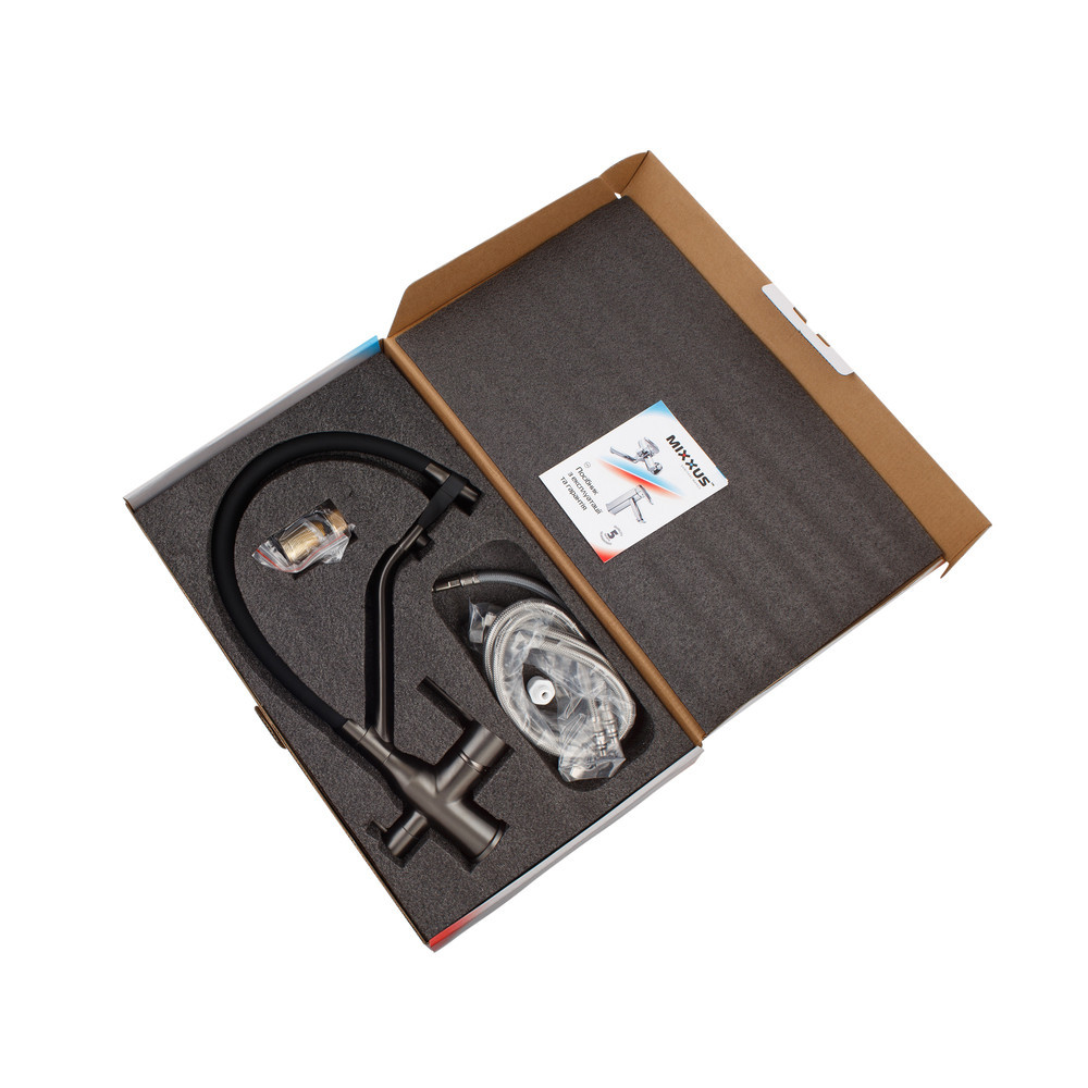 Кухонный смеситель MixxusPremium Gravity 021 графитовый с черным отражающим покрытием (MI6979) Харьков - изображение 4