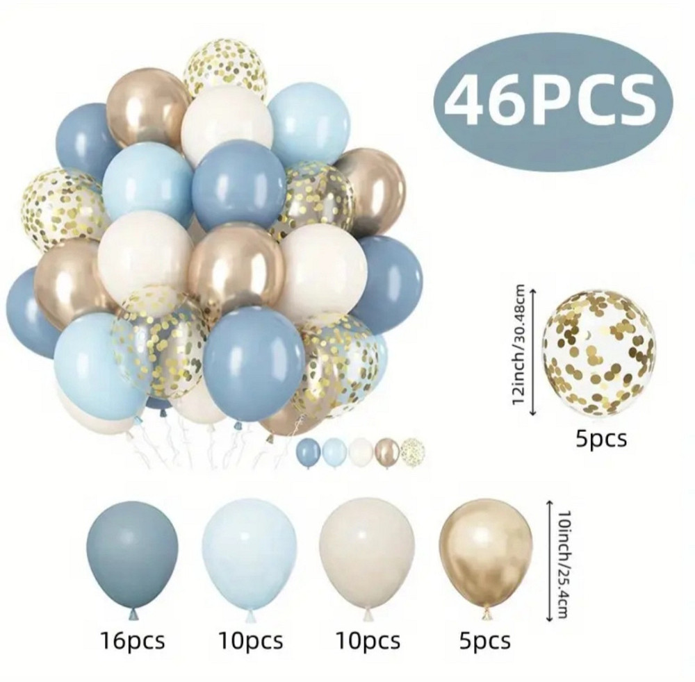 Набор шариков латексных 46шт синий крем Киев - изображение 2