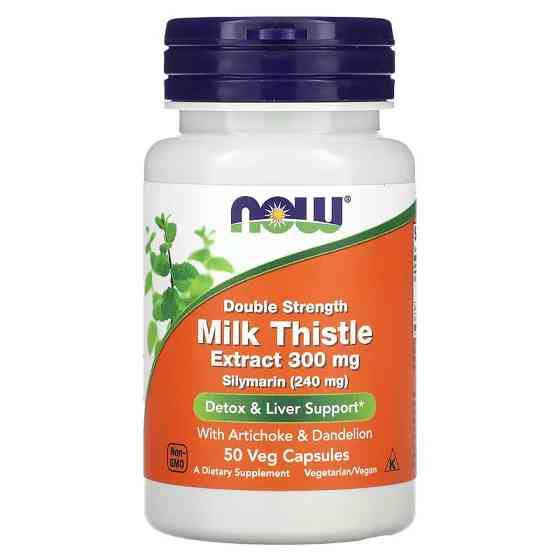 Розторопша NOW Milk Thistle, Double Strength, 300 mg, 50 Veg Capsules Луцьк