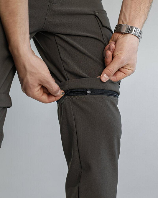 Повсякденні штани-шорти чоловічі хакі. Штани-карго для чоловіків хакі Pobedov Transformer 2.0 Київ - фото 7