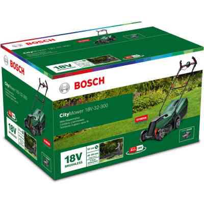 Газонокосилка Bosch CityMower 18V-32-300 18V, 4Ah, 34см, 31л, 30-60мм 9.4кг (0.600.8B9.A07) Винница