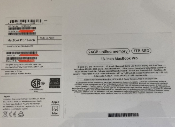 Новий запакований Ноутбук: Apple MacBook Pro 13 (2022) M2 1TB,24 RAM,MINEX Харків - фото 7