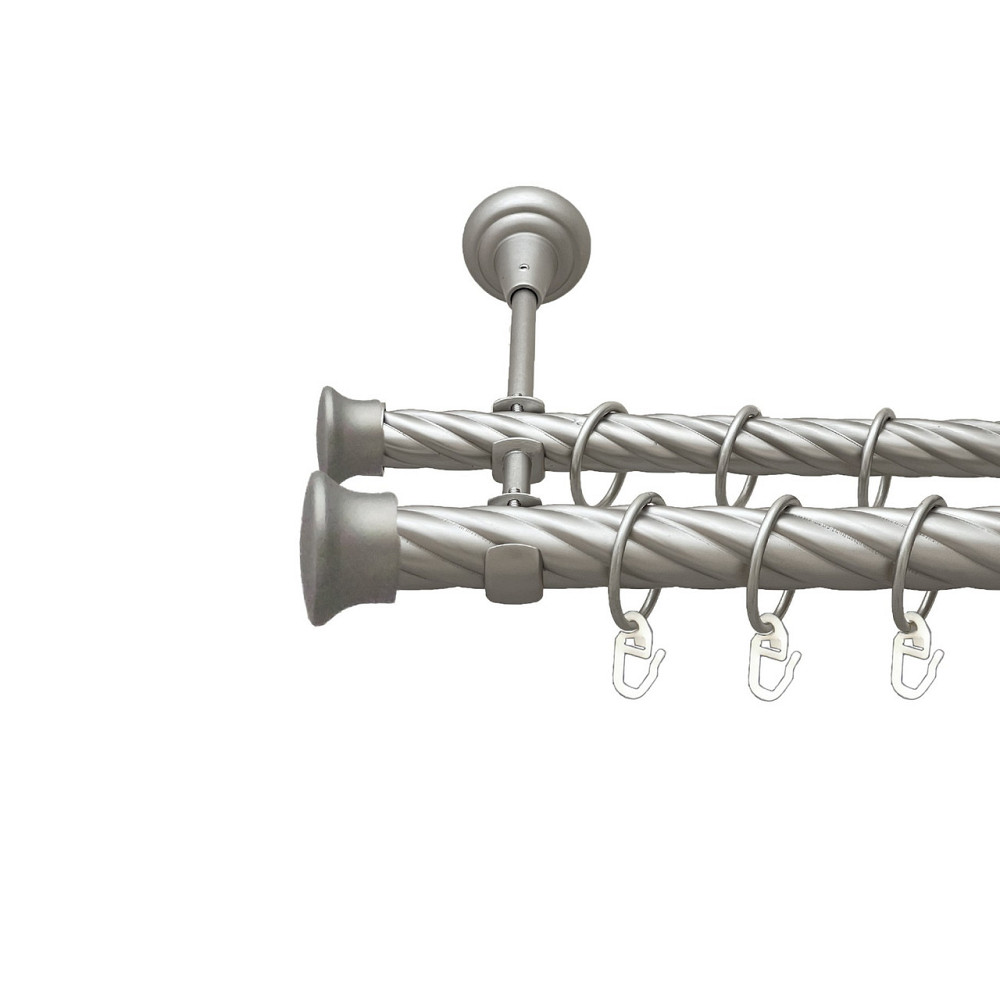 Карниз Orvit Дуо металевий дворядний відкритий скручена труба кільце металеве Сатин 25\19 мм 300 см Львов - изображение 1