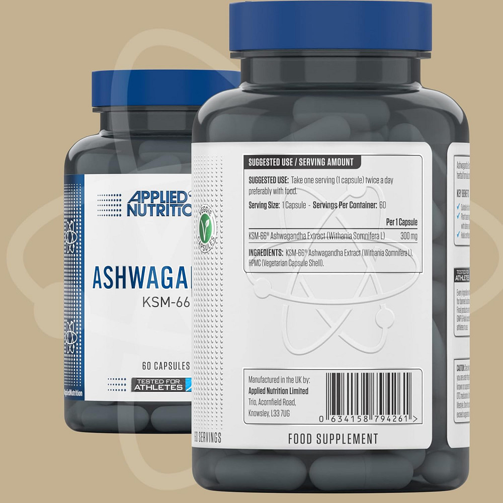 Ашваганда и астрагин Applied Nutrition Ashwagandha KSM 66 + Astragin 60 caps Луцк - изображение 2