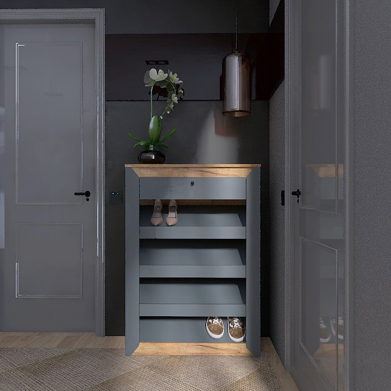 Тумба для обуви Эверест Нордик-800 80х32х113 см Графит + Дуб крафт золотой (DTM-5548) Днепр - изображение 2