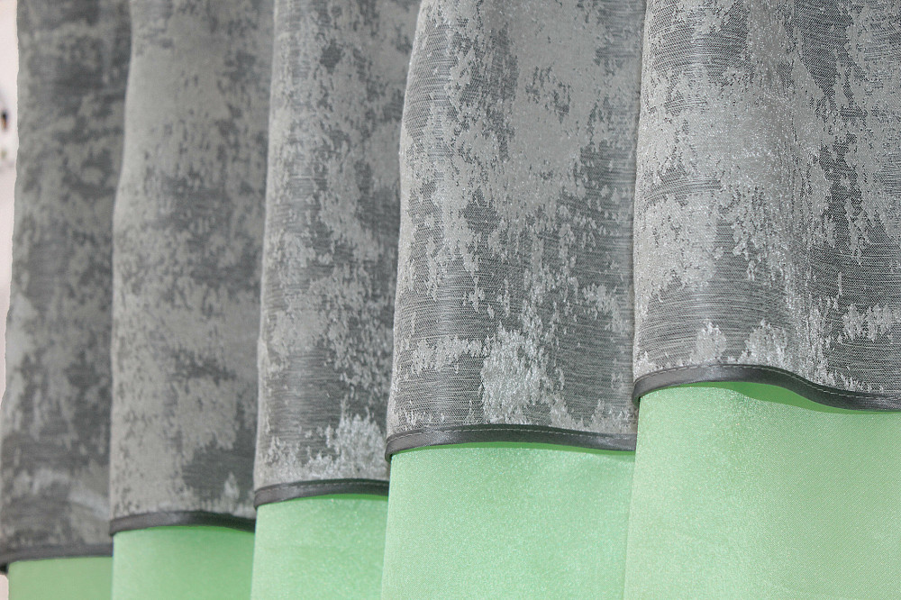 Кухонні штори VR-Textil № 073к з ламбрекеном і підхватами салатовий з сірим 270х170 см ( 52-0276) Київ - фото 5