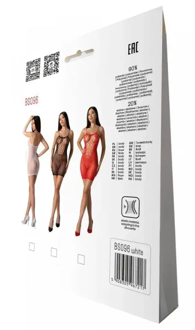 Ажурна мінісукня на тонких бретелях Passion BS096 One Size, white, плетіння на грудях Львів - фото 7