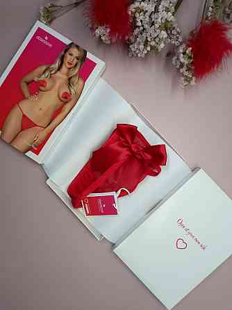 Чарівні червоні з бантом жіночі стринги Obsessive Giftella обсесив Славута