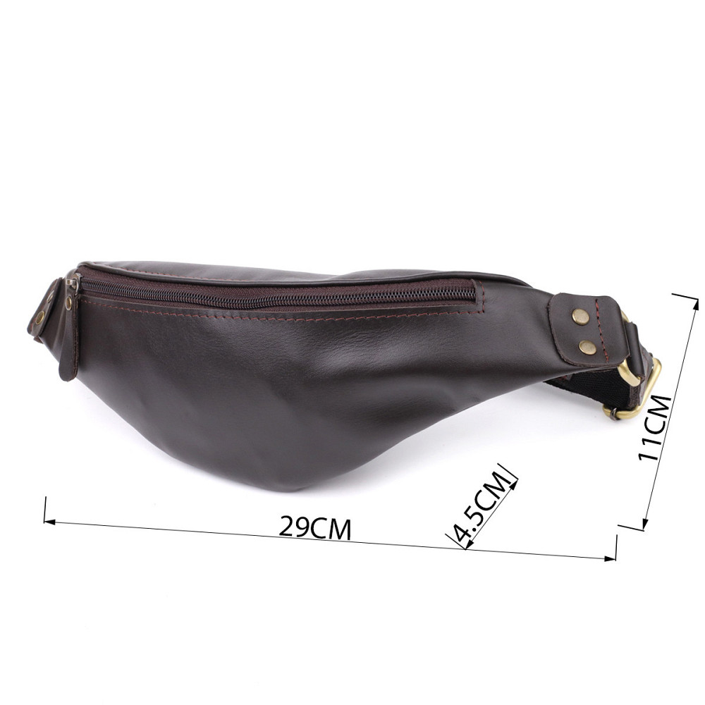 Бананка для чоловіків з гладкої натуральної шкіри Коричневий (SHVIGEL) Київ - фото 7