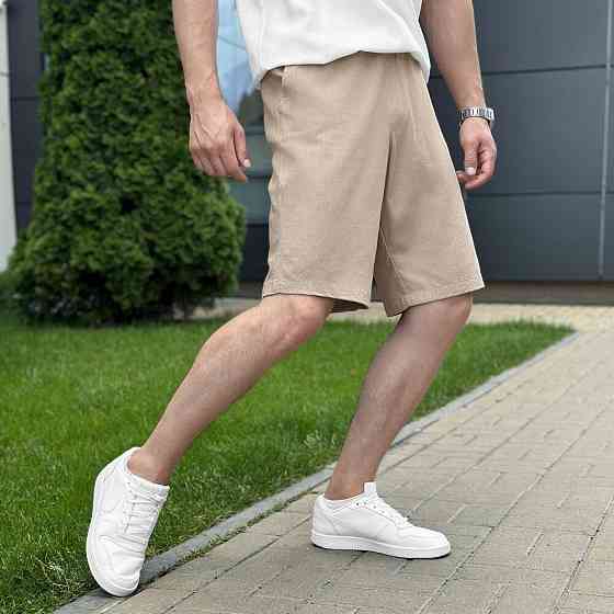 Шорти чоловічі льняні з кишенями бежеві Pobedov Marsel Київ