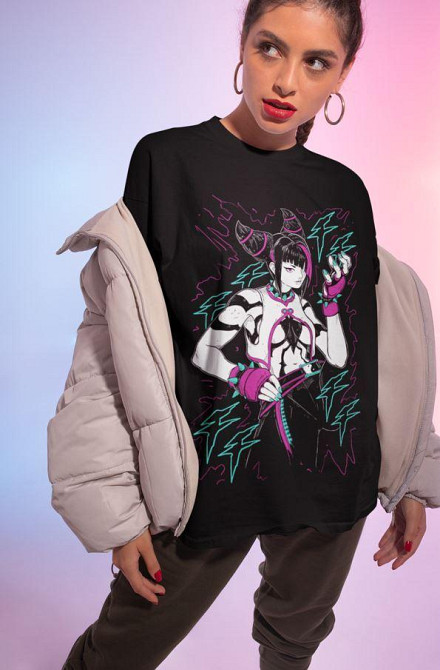 Футболка аниме Джури Ессентиал Стреет Фигхтер оверсайз (S/M/L) Черний AnimeJ0874 Днепр - изображение 3