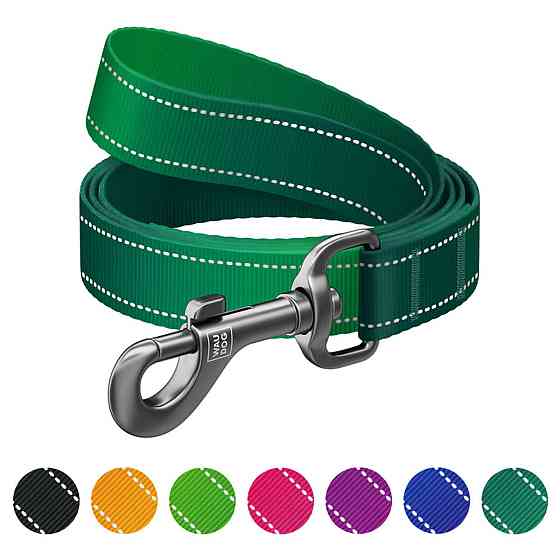 Поводок для собак нейлоновый WAUDOG Nylon Mono, светоотражающий, M, Ш 20 мм, Длинна 122 см зеленый Киев