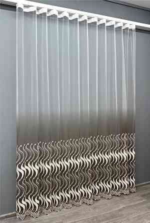 Тюль VR-Textil 1766т Фатин «Омбре» с вышивкой и люрексом Какао с белым 300х270 см (42-0772) Киев