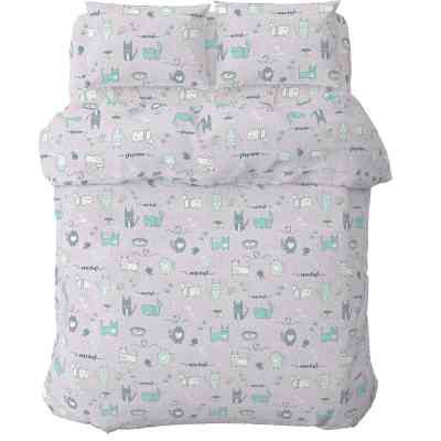 Постільна білизна Home Line Котяча радість бірюзовий, бязь, полуторний (179197) Вінниця