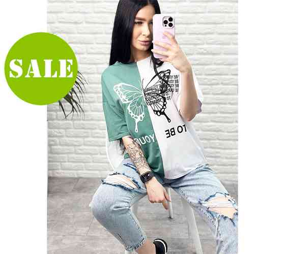 Двокольорова футболка "Butterfly" оптом від виробника | Норма | Розпродаж моделі Київ