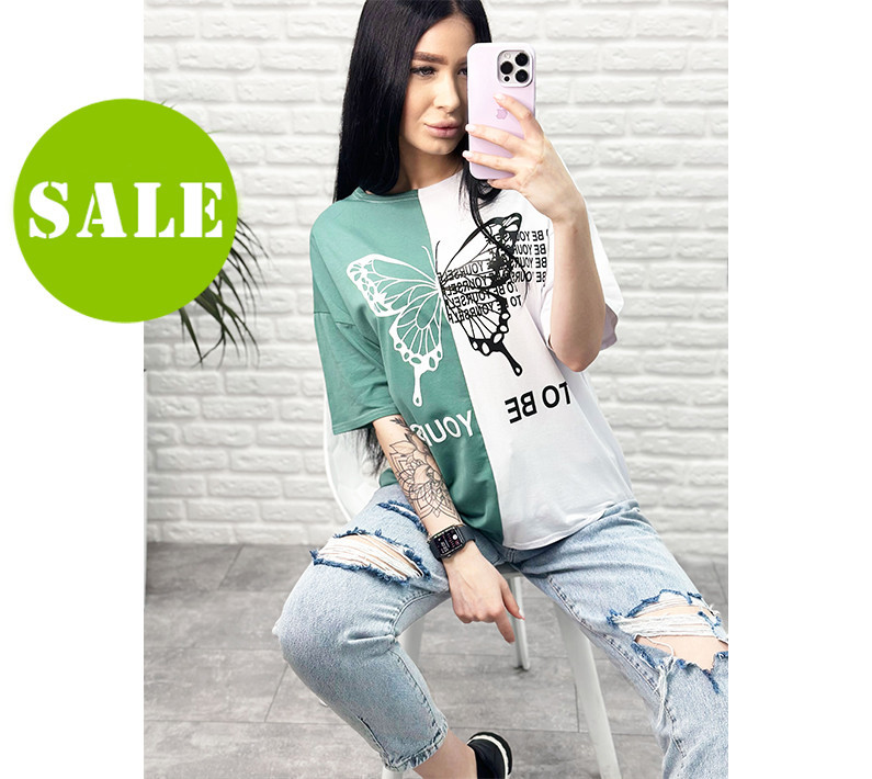 Двокольорова футболка "Butterfly" оптом від виробника | Норма | Розпродаж моделі Київ - фото 1