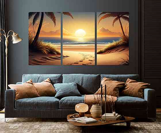 Модульная картина в гостиную / спальню   Захід сонця    ART-215_3A 100х150 см Киев
