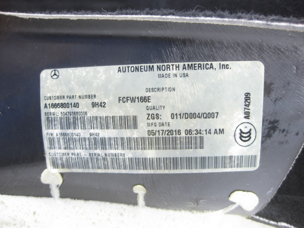 Mercedes-Benz  A1666800104 Килим водійський чорний ML/GLE W166 Одесса - изображение 6