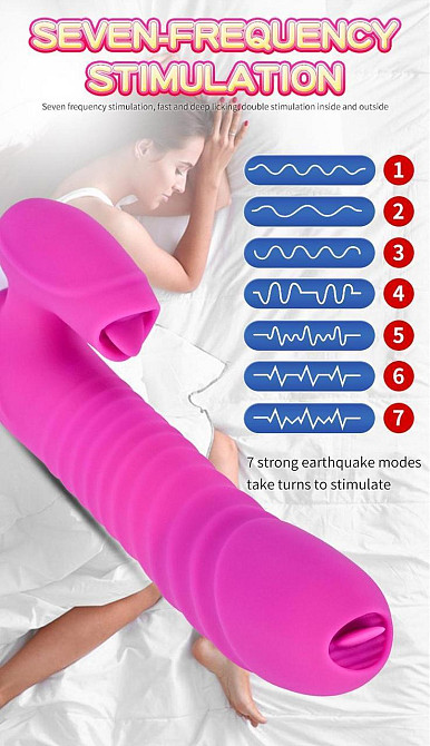 Вібратор - Silicone Vibrator USB 7 Function and Thrusting Function / Heating Purple Sex Aura Київ - фото 5