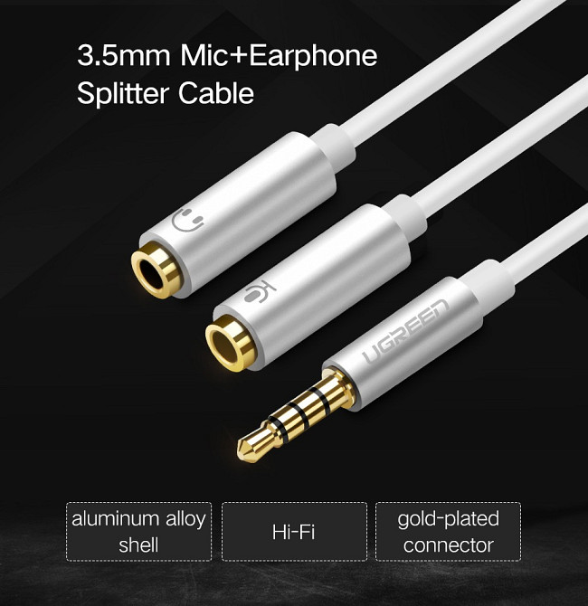 Розвідувач для навушників і мікрофон Ugreen CTIA UG-30619 (Серій) Миколаїв - фото 3