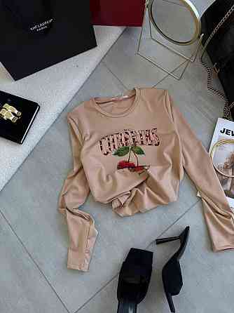 Женский повседневный лонгслив из микродайвинга с рисунком 42/44, Беж 2 Одесса