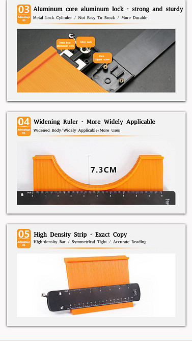 Контурный шаблон 6 дюймов, шаблон линейка, измеритель контура, (98745646) Киев - изображение 3