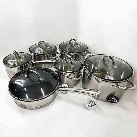 Набір каструль з антипригарним внутрішнім покриттям 12, Набір каструль з антипригарним дном HT-90 Івано-Франківськ