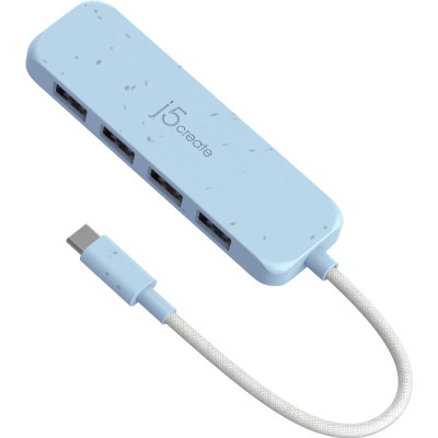 Концентратор J5create USB-C to 4xUSB-A 3.2 10Gbps cyan (JCH341EC-N) Винница - изображение 3