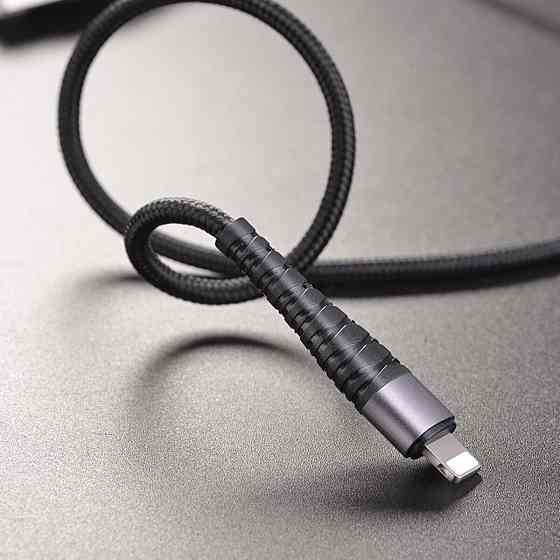 Кабель BOROFONE BX32 USB - Lightning 2.4A, 1m, нейлон, aluminum+TPE конектори, колір чорний BX32LB Одеса