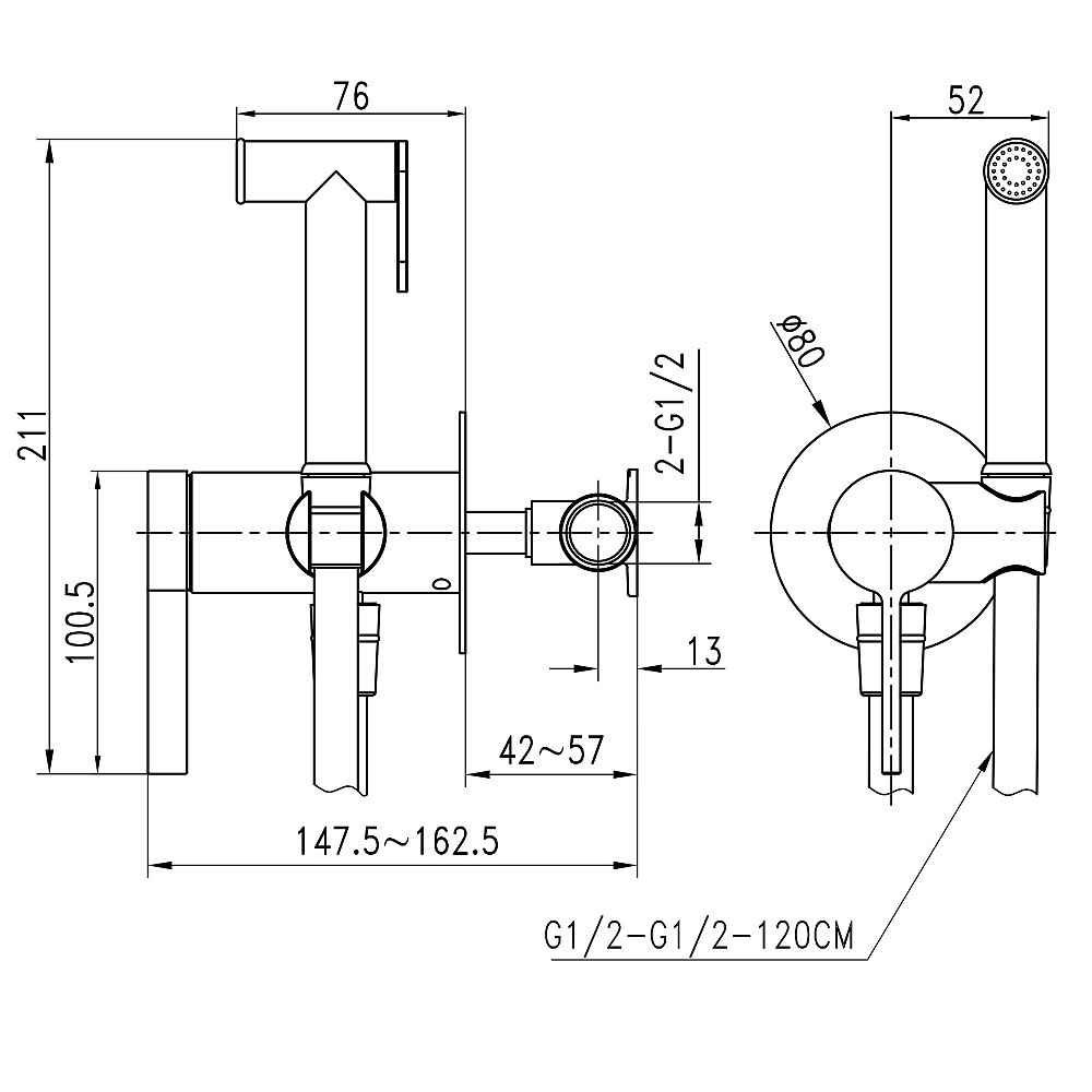 Змішувач гігієнічний TOPAZ MODERNO TMD-33106-H78A Тернополь - изображение 7
