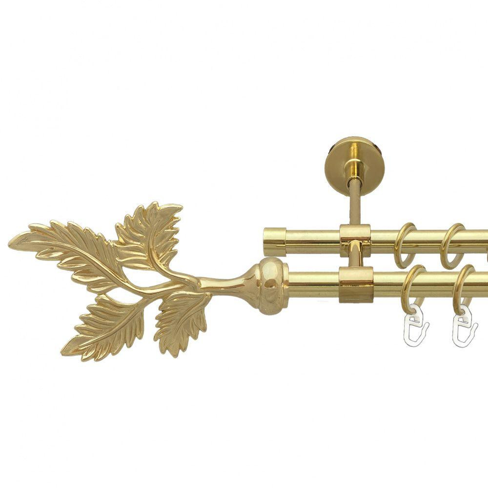 Карниз Orvit Папороть металевий дворядний закритий гладка труба кільце металеве Золото 16\16 мм 160 см (00-00014579) Львів - фото 1