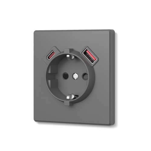 Розетка одинарна з/з USB-A+C 20W сірий графіт VIDEX NOTA (VF-NT-SK1GUC-GR) Житомир