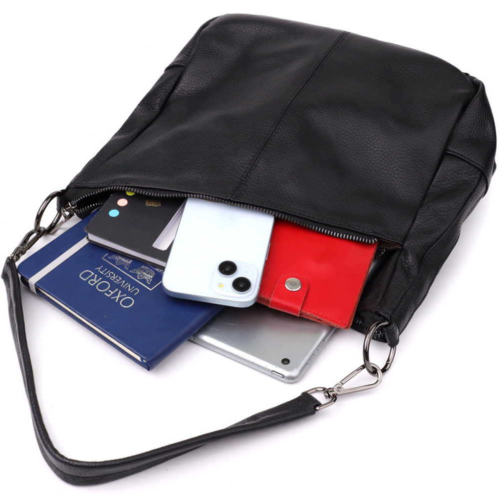 Женская сумка с двумя ремешками из натуральной кожи Vintage 23053 Черный Киев - изображение 10